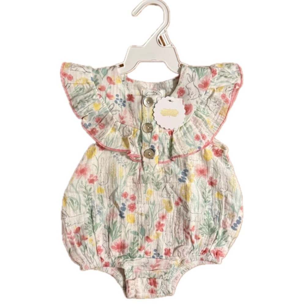 Mudpie Baby Girl Easter Bunny 1 Piece Outfit